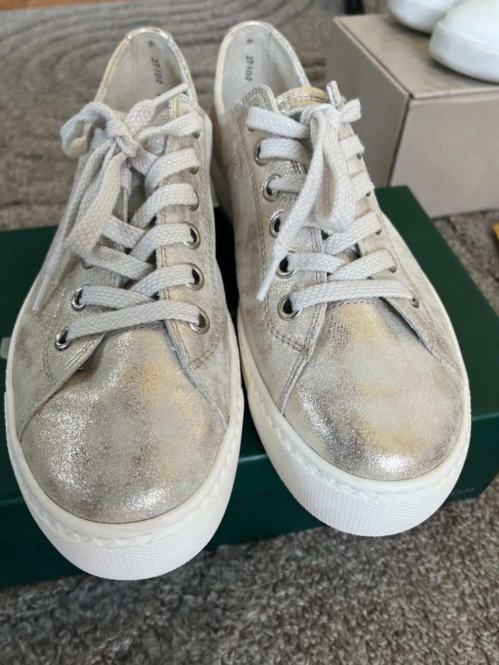 Paul Green - Bixby Platform Sneakers (soft metallic goldish finish) size US 8.5